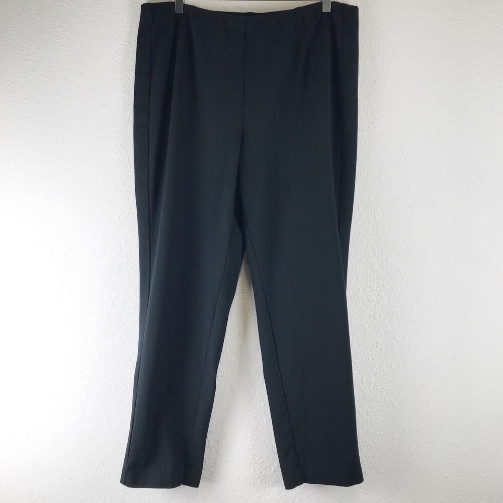 J. Jill Ponte Knit Slim Leg Pull-On Elastic Waist Pants Black Minimalist Size XL